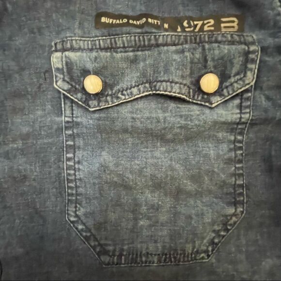 Buffalo by David Bitton Salindo denim shirt with mother of Pearl snaps size L - Picture 6 of 13
